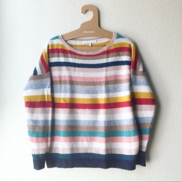 100% Cashmere Rainbow Stripe Sweater XS - Picture 2 of 6